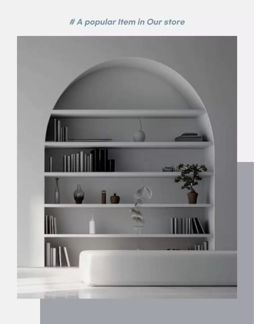 グレーとブルーのシンプルな家具を販売するための製品プロモーション