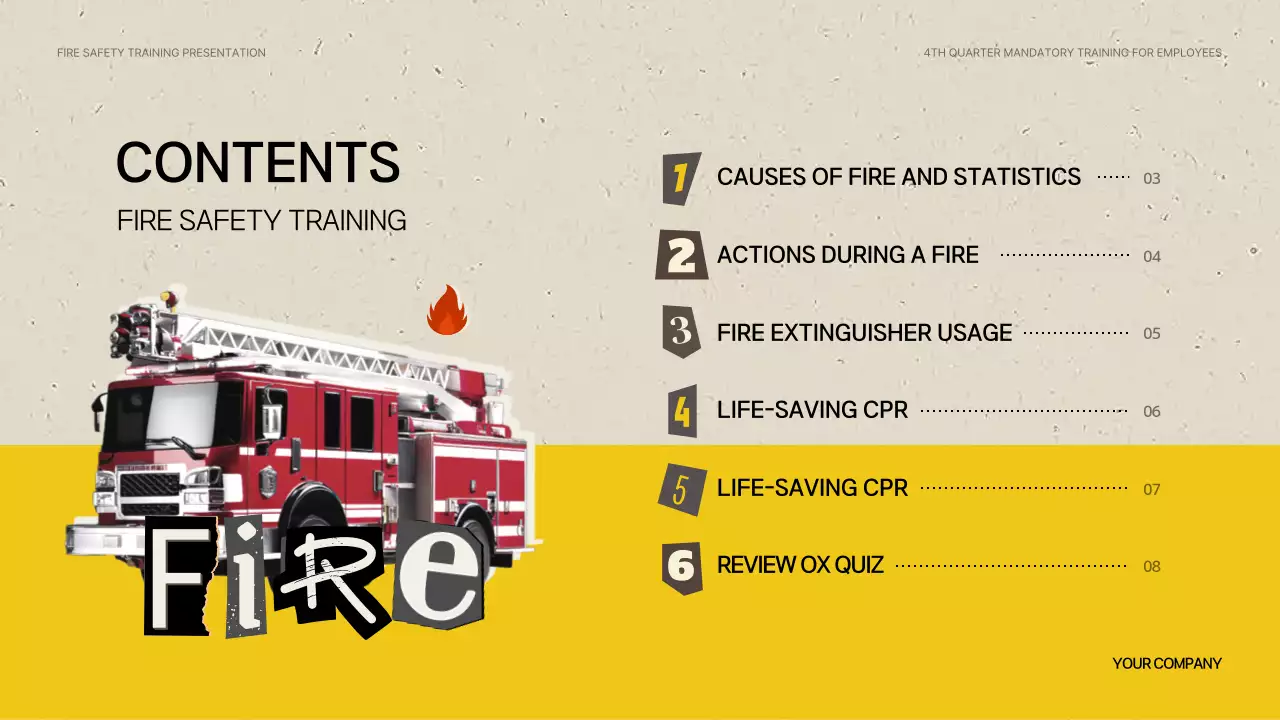 노란색 현대식 화재 훈련 프레젠테이션