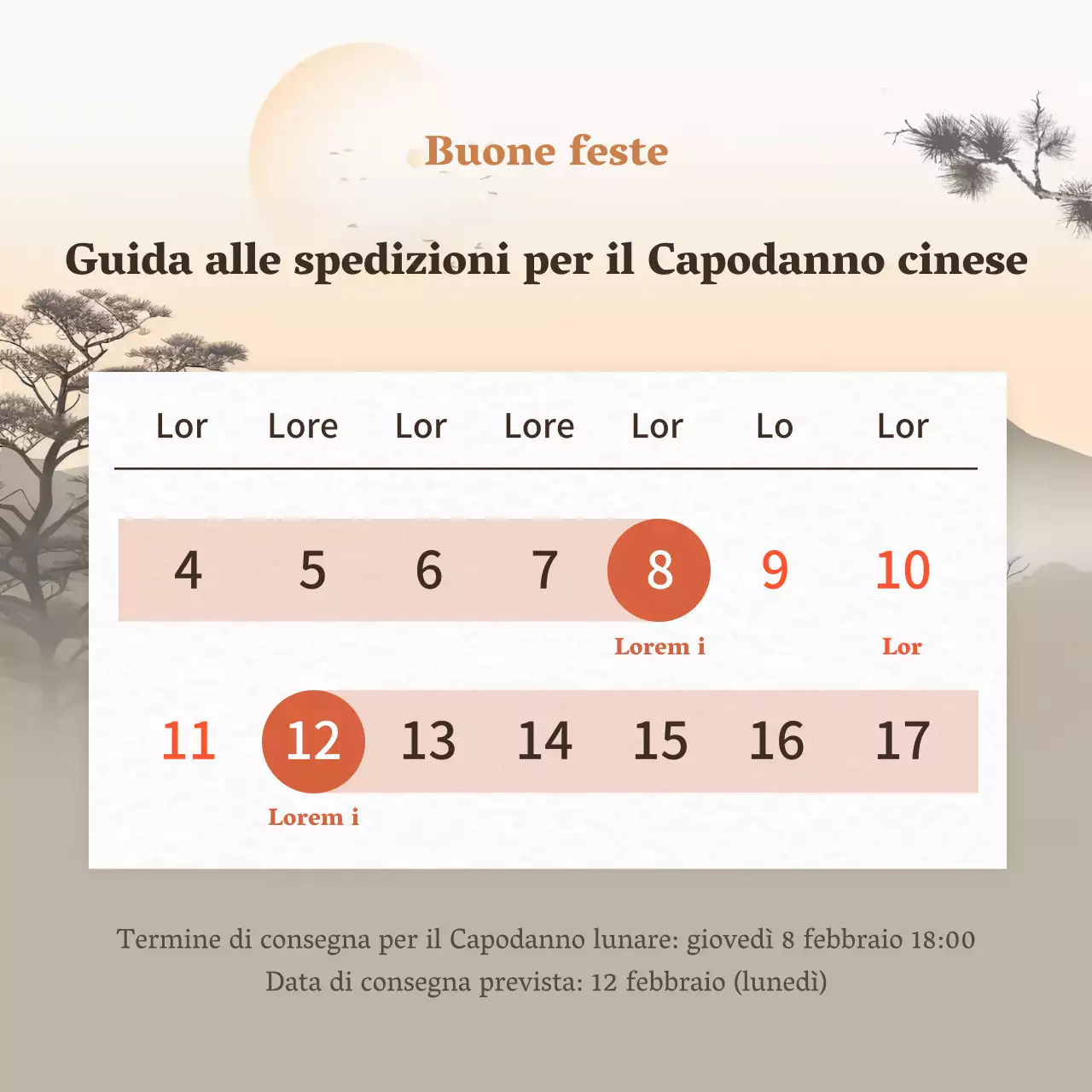 Avviso di consegna del Capodanno cinese tradizionale arancione