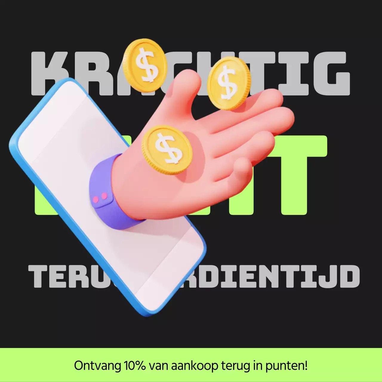 Cyberpunk points payback post in zwart en limoengroen