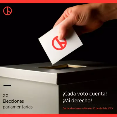 Moderna promoción electoral en rojo y blanco