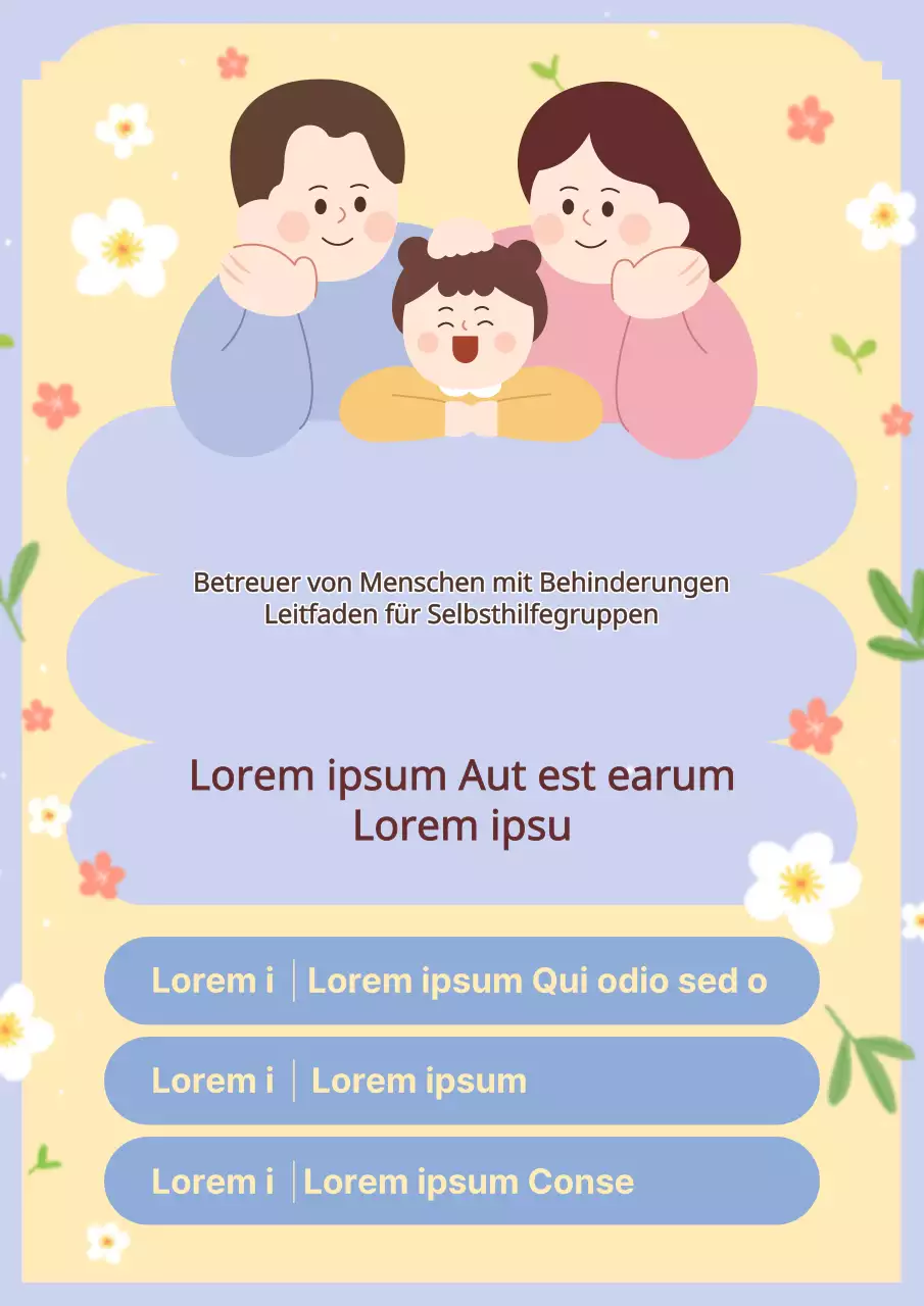 Förderung der niedlichen gelben und lilafarbenen Behindertenbetreuungsgruppe