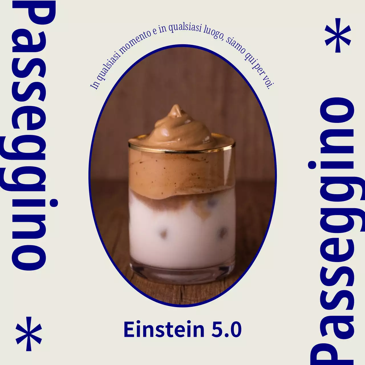 Una semplice bacheca blu e bianca per gli annunci di un caffè