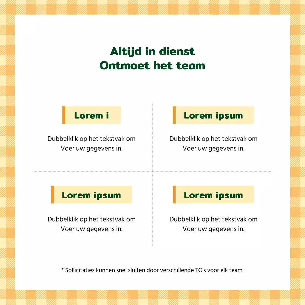 Een eenvoudig oranje en groen yoga wervingsveld