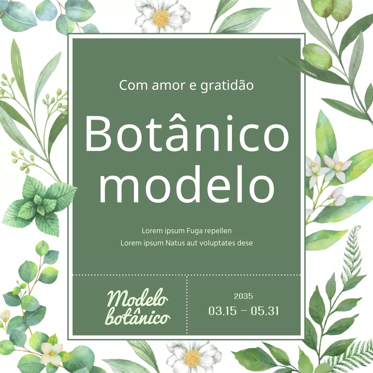 Uma ilustração botânica com um toque verde e natural de primavera Explicação