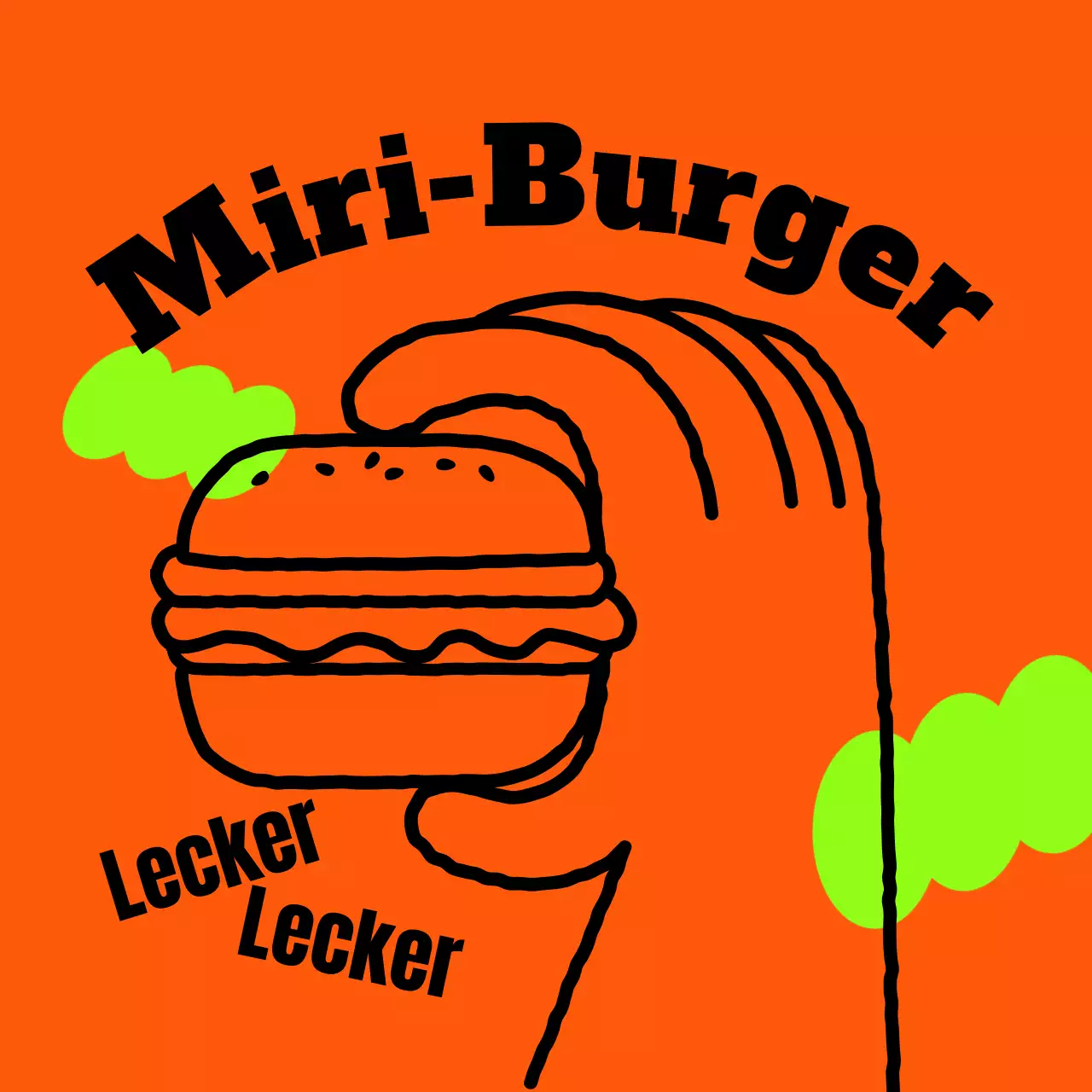 Ein Burgerladen mit farbenfrohen Graffiti-Illustrationen