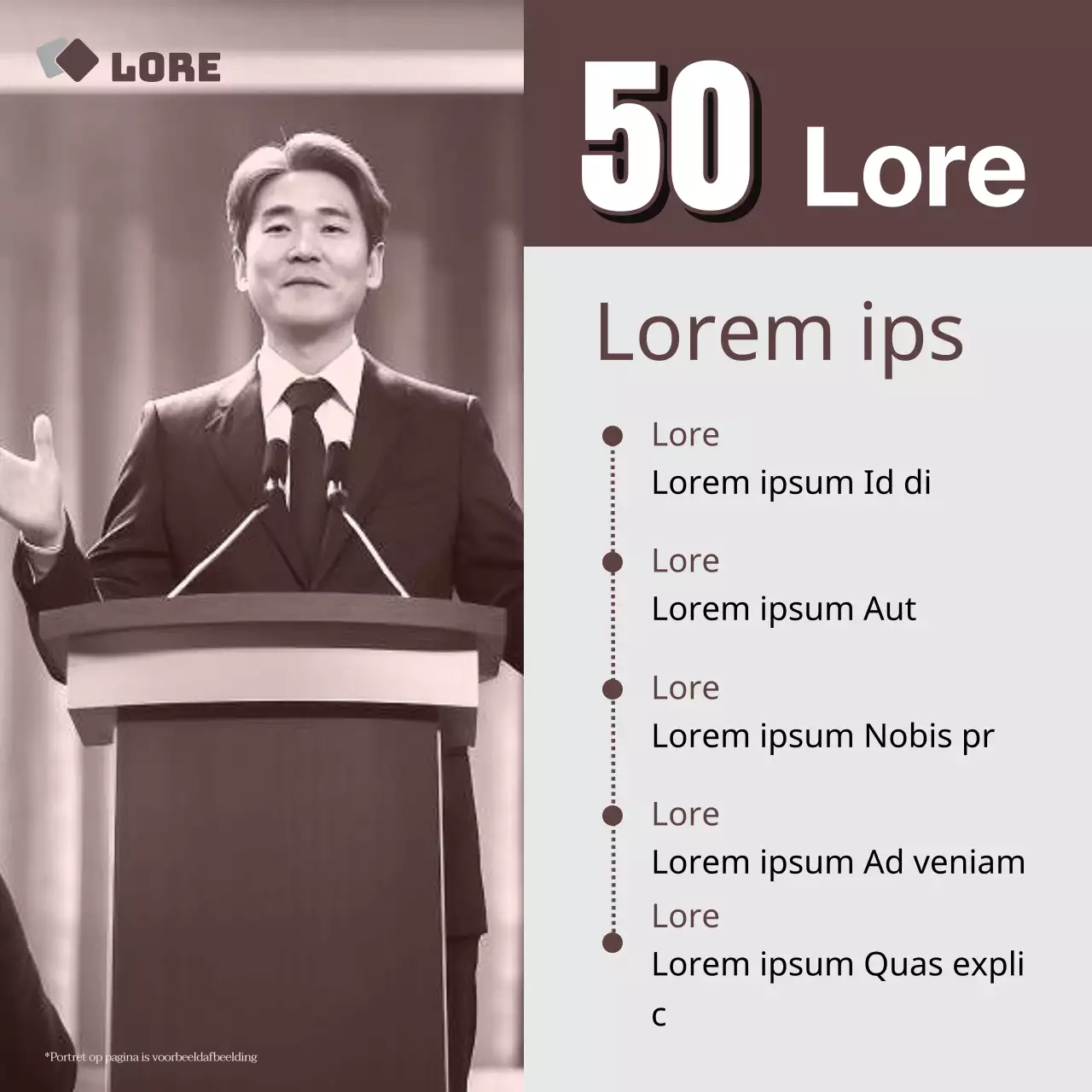 Promoot verkiezingskandidaten in bruin en eenvoudig