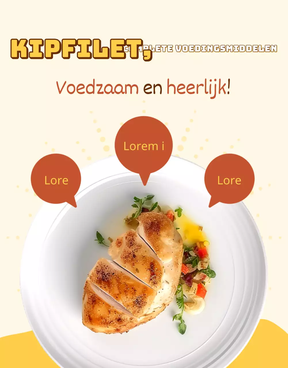 Gele en bruine kipfiletproducten promoten