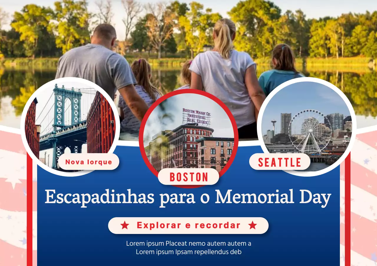 Publicidade dos portais clássicos azuis e vermelhos do Dia da Memória