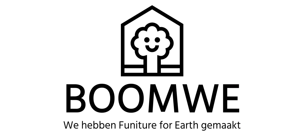 Ontwerp van een meubelbedrijf met merklogo met een boom in een huis
