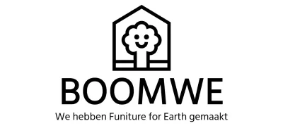 Ontwerp van een meubelbedrijf met merklogo met een boom in een huis