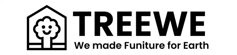 Furniture corporate color design with brand logo featuring a tree in a house