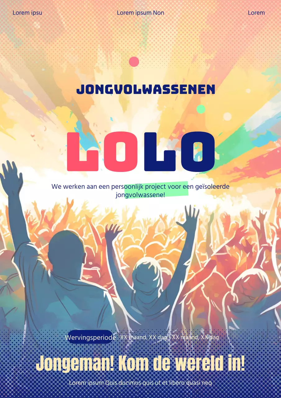 Geel en indigo onafhankelijkheidsvergadering voor jongeren