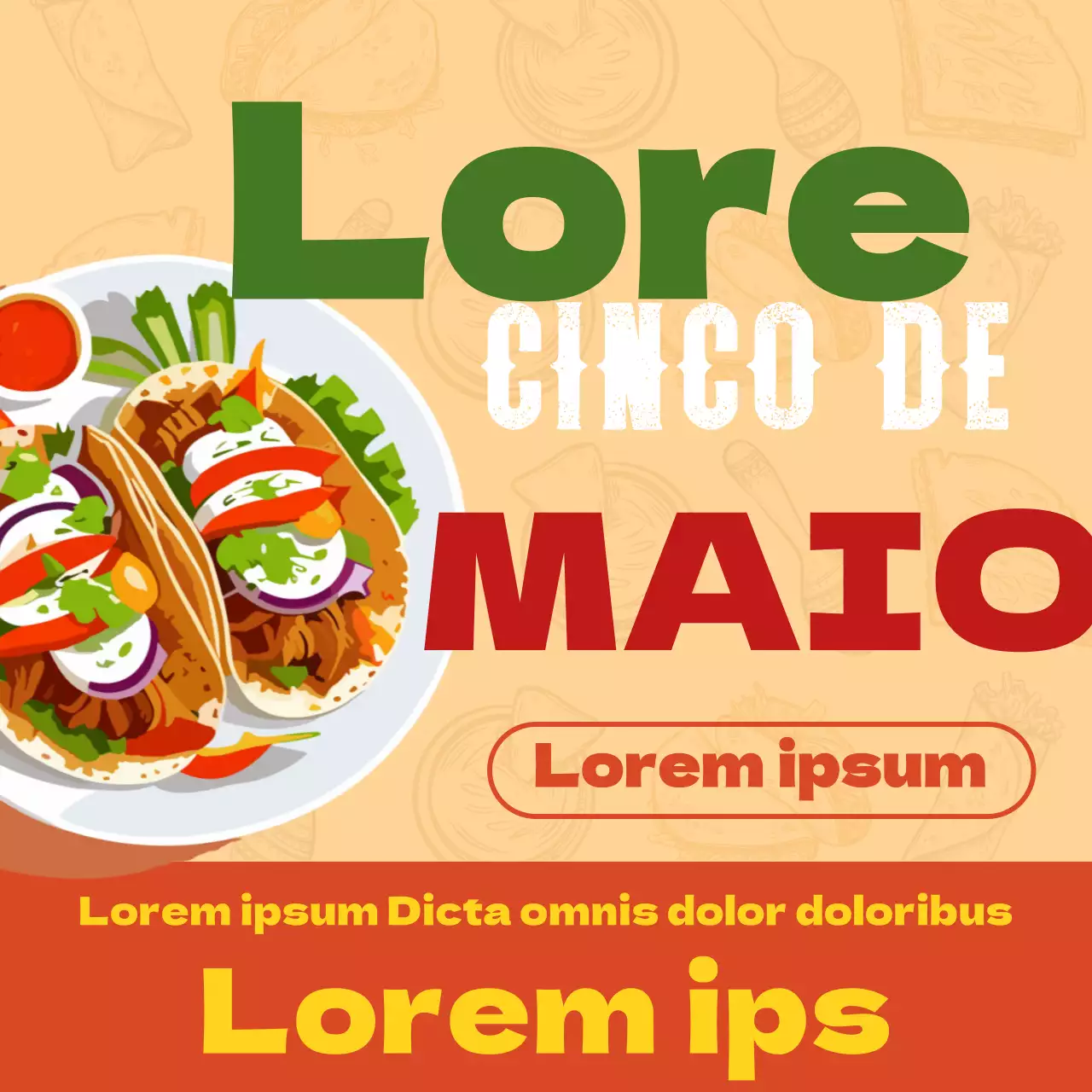 Kitsch laranja e amarelo Cinco de Mayo Publicidade da cozinha