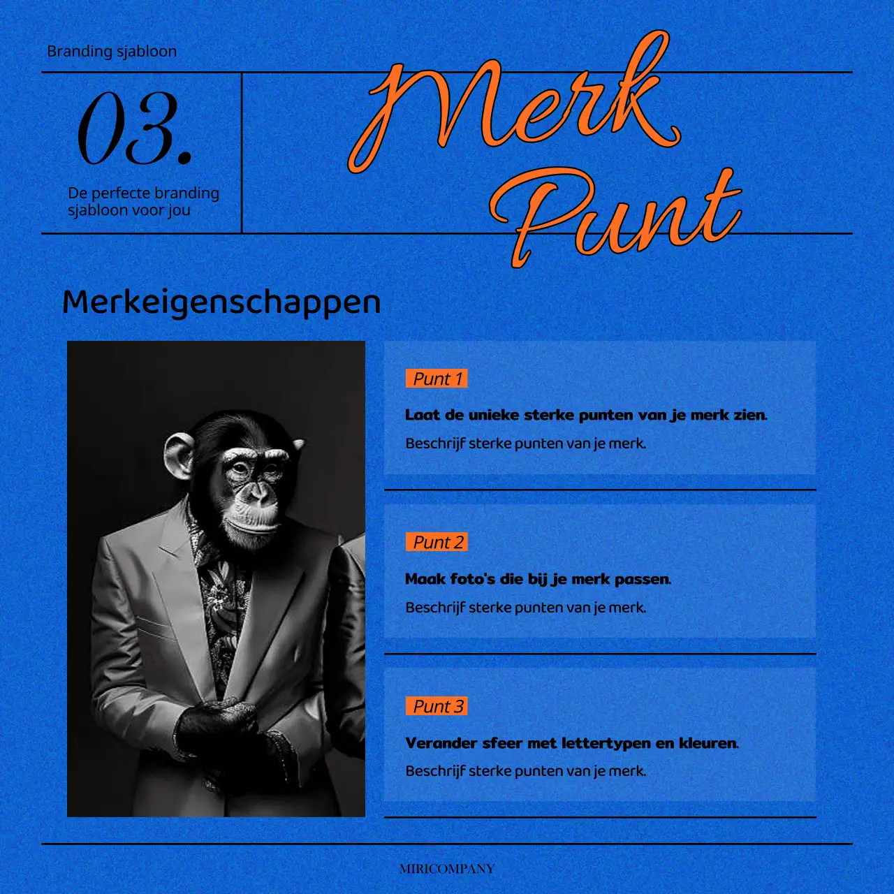 Een eenvoudig blauw en oranje merkstatement