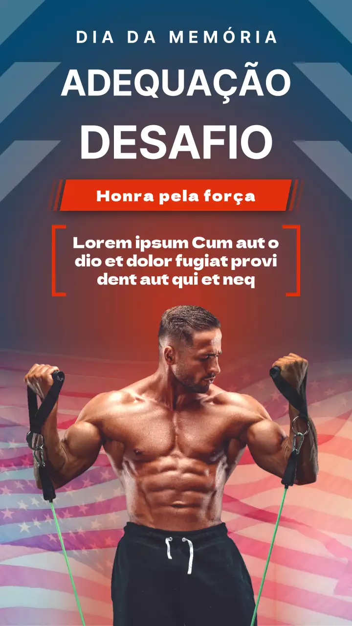 Anúncio do Desafio de Fitness Vermelho e Azul do Dia do Memorial