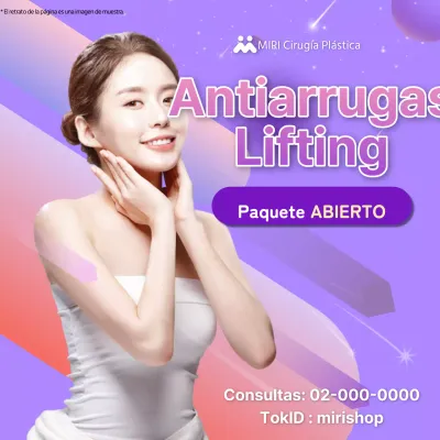 Moderno anuncio de lifting antiarrugas en color morado
