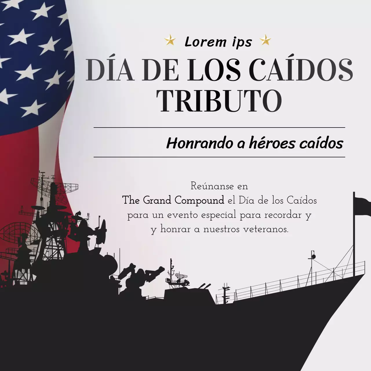 Publicidad tradicional en blanco y negro en homenaje al Día de los Caídos