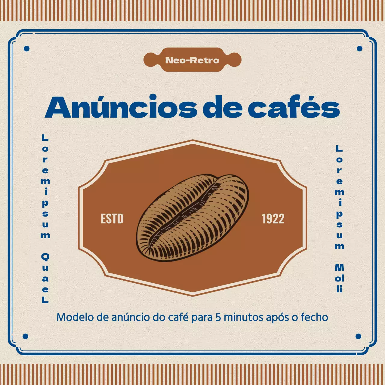 Anúncio de café retro em castanho e azul
