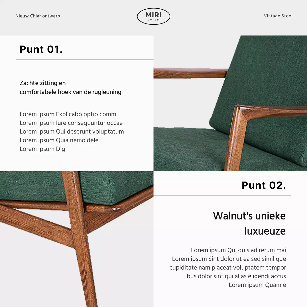 Merk een eenvoudige stoel in grijs en groen