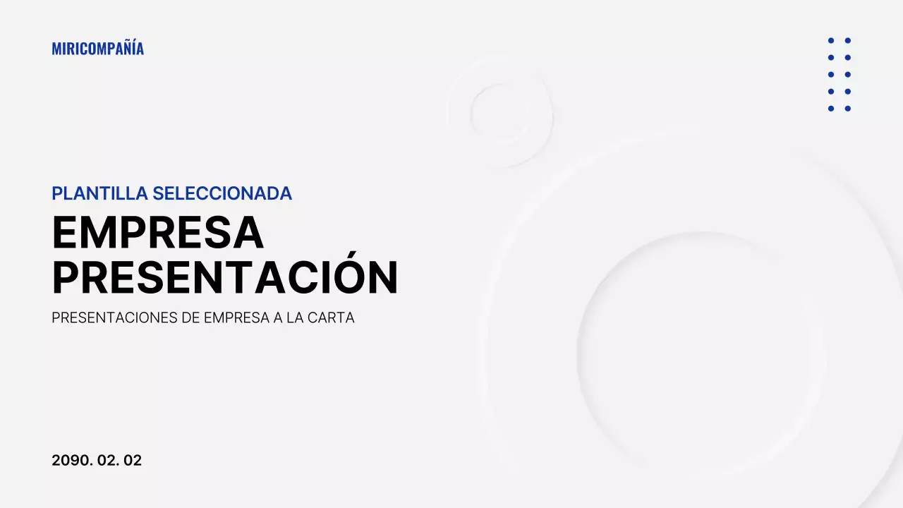 Presentación empresarial minimalista en blanco y azul marino