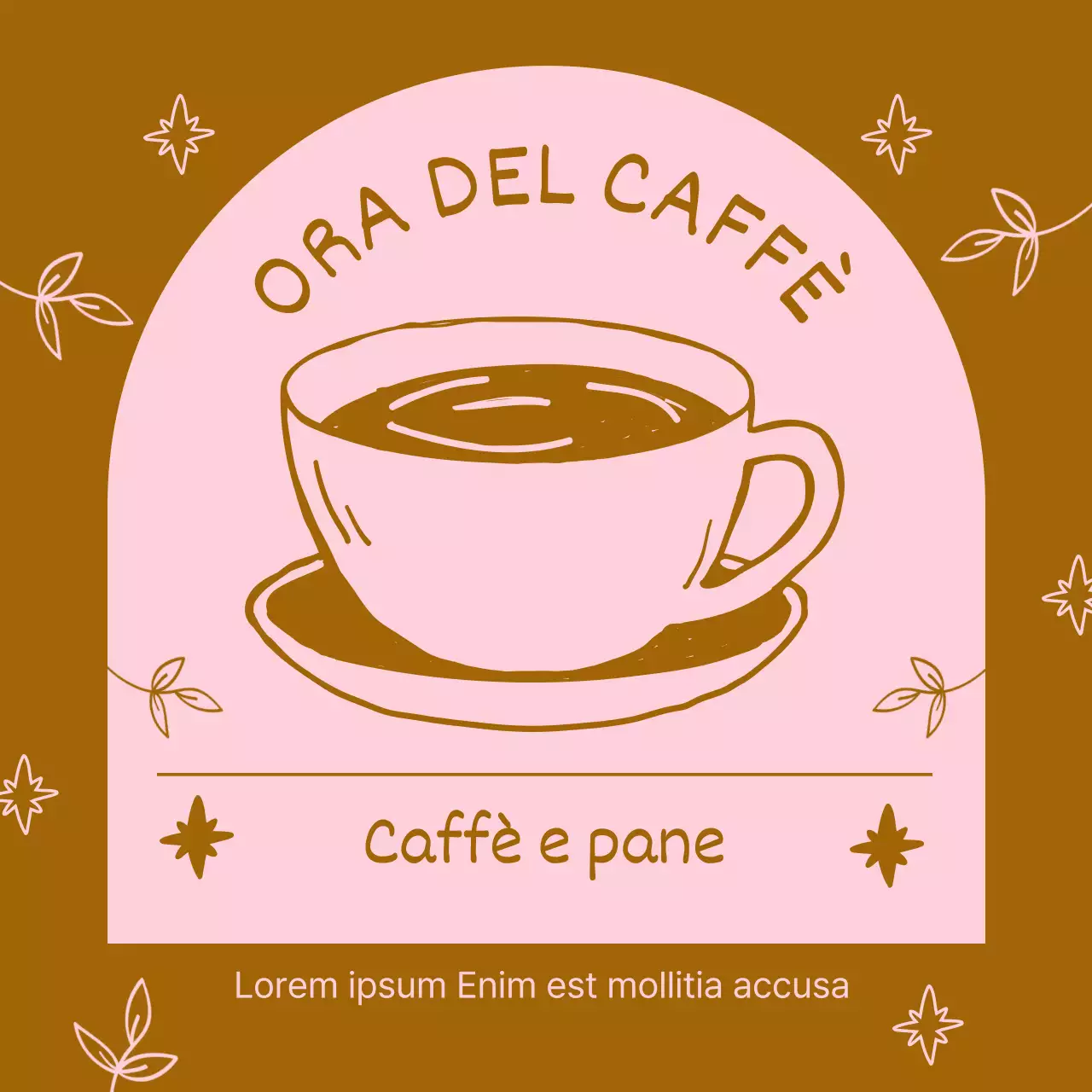 Una collezione pop-art di annunci di caffè in marrone e rosa Newsletter