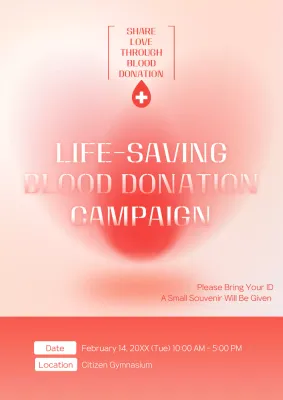 Red Modern Blood Donation Promotion Poster