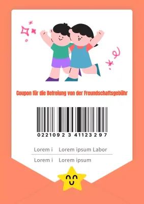 Ein süßer kleiner orangefarbener Gutschein für eine Freundschaftswerbung
