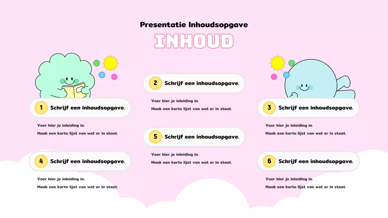 Een mooi, lichtblauw en roze informatie-organiser verslag