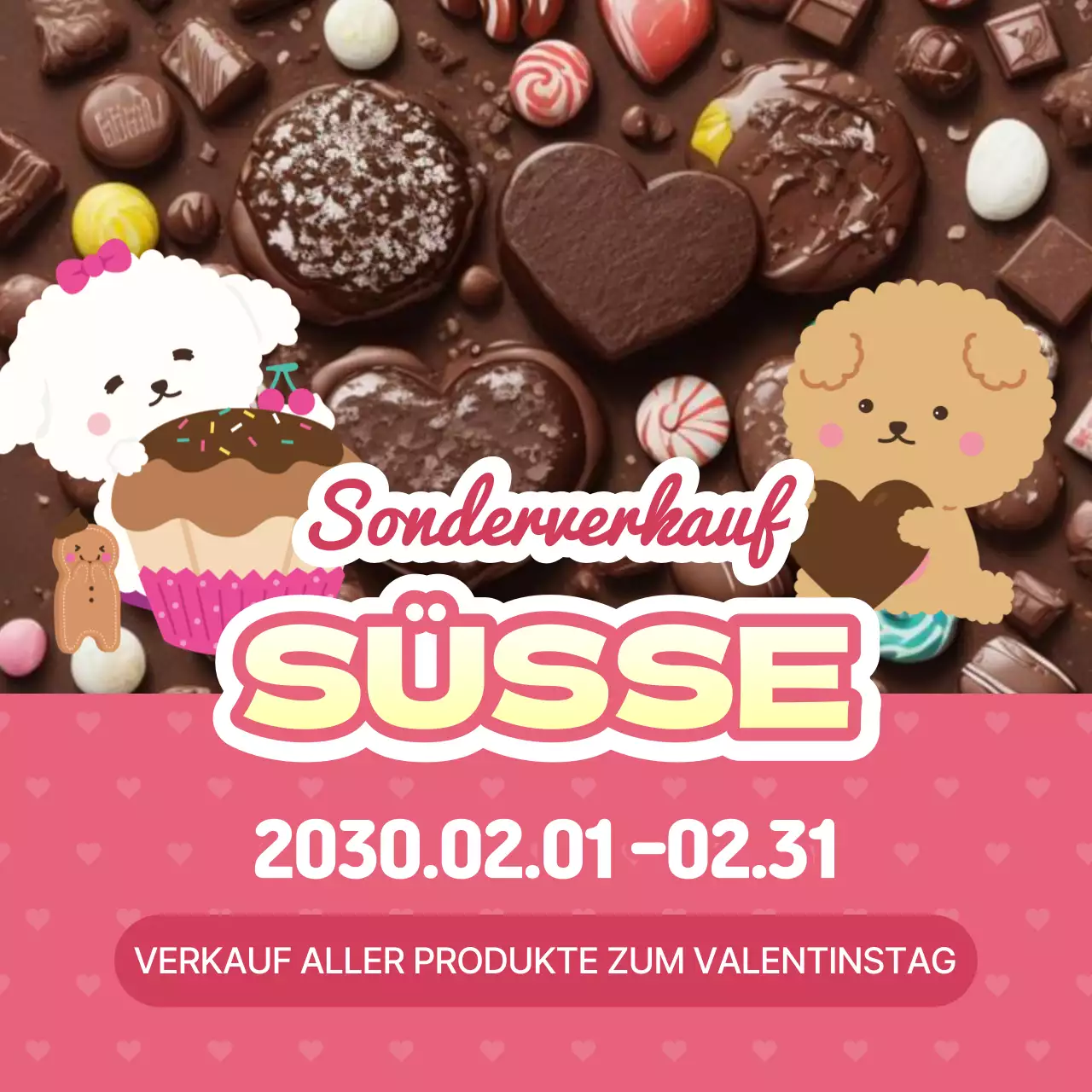 Werben Sie für den Valentinstag in Weiß und Rosa