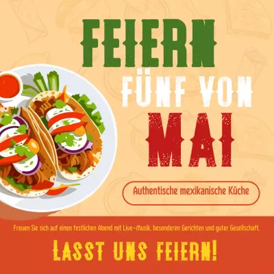 Orange-gelber Kitsch Cinco de Mayo-Küche Werbung