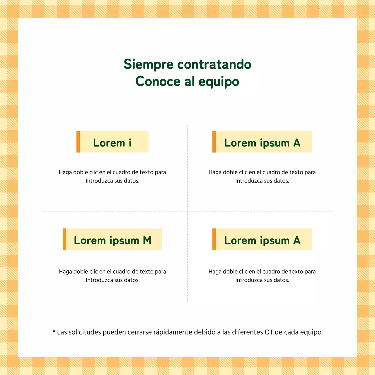 Una sencilla campaña de contratación de yoga en naranja y verde