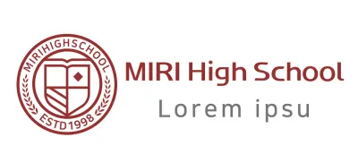High school logo in the form of a burgundy circle education symbol