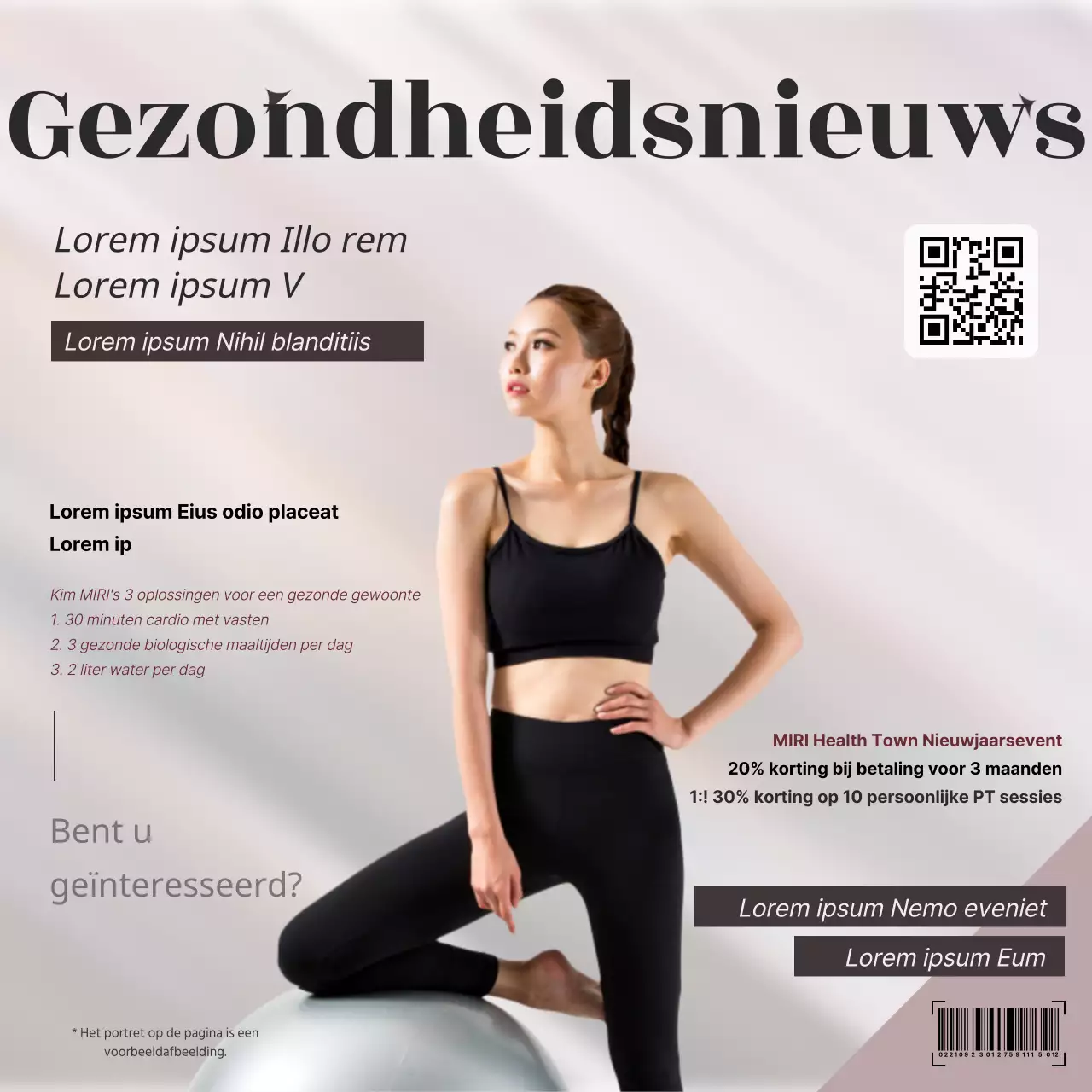 Flyer voor een luxe bruin en grijs Pilates magazine concept.