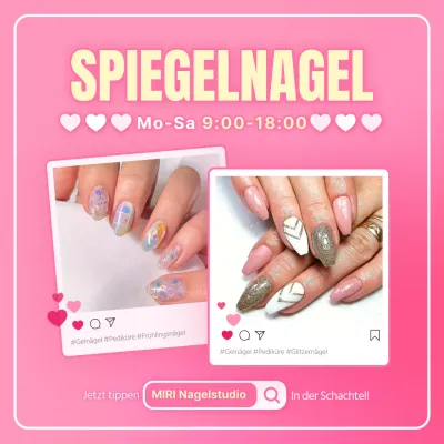 Eine virale Werbung für ein hübsches rosa Nagelstudio