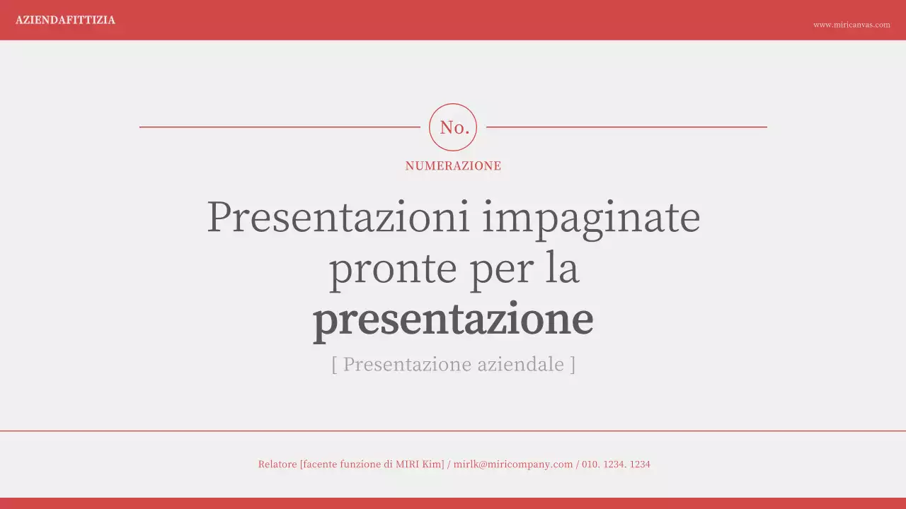 Presentazione minimalista della numerazione in rosso avorio