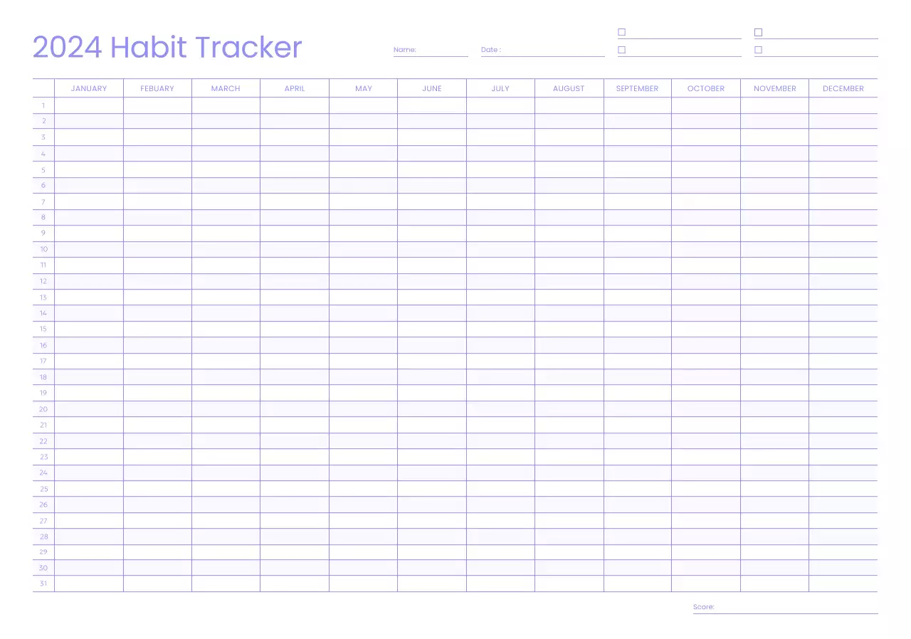 Habit tracker design with a subtle purple theme