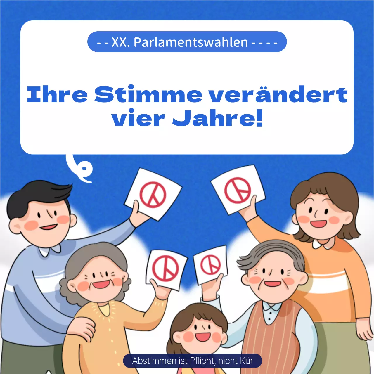 Einfache Wahl- und Abstimmungswerbung in Weiß und Blau
