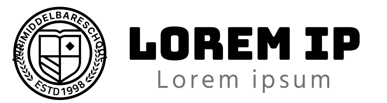 Middelbare school logo in de vorm van een cirkelvormig onderwijssymbool