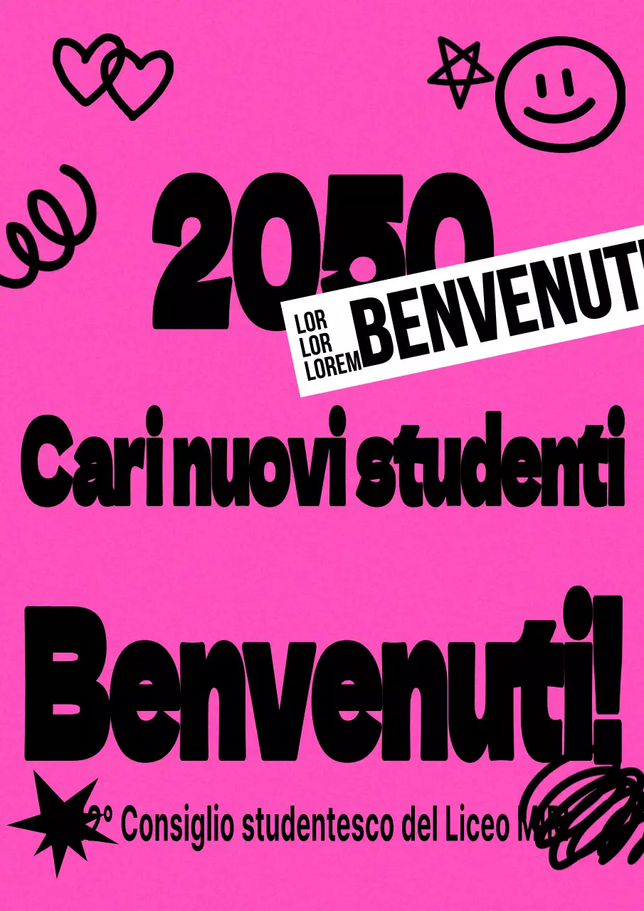Promuovere un benvenuto rosa e kitsch ai nuovi studenti.