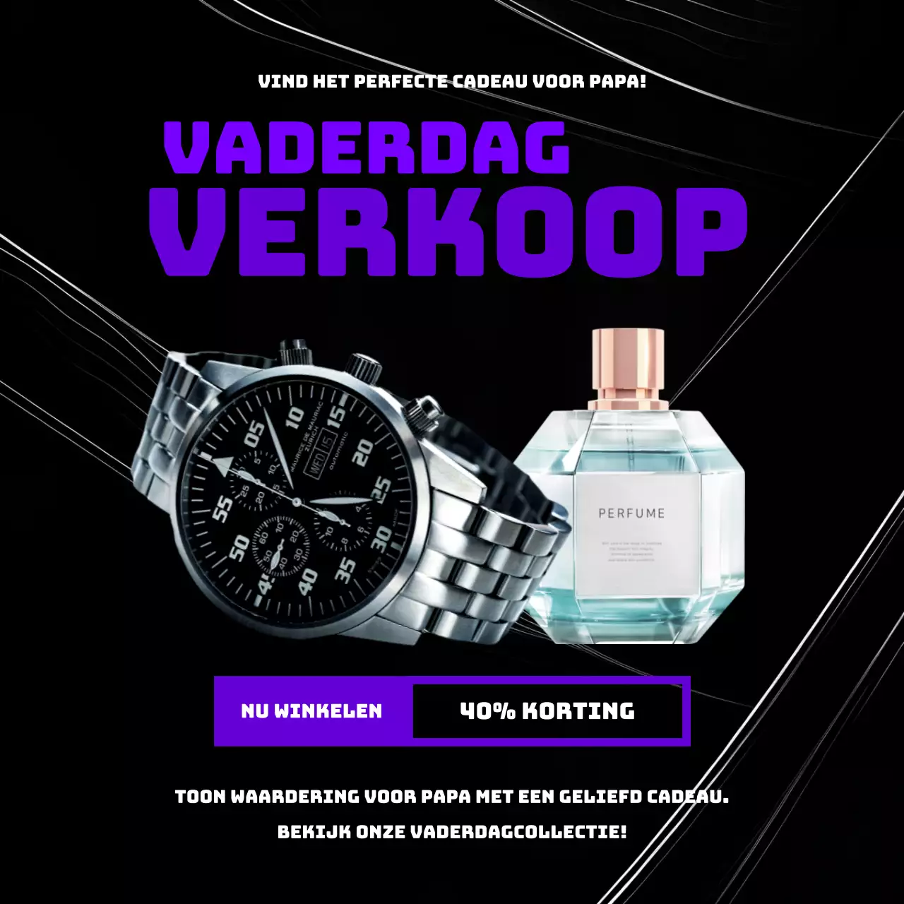 Black and Purple Modern Vaderdag Sale Evenement Publiciteit