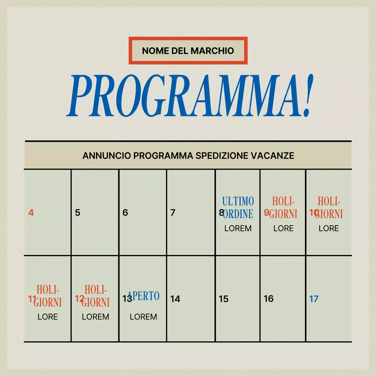 Marchio vintage in rosso e beige