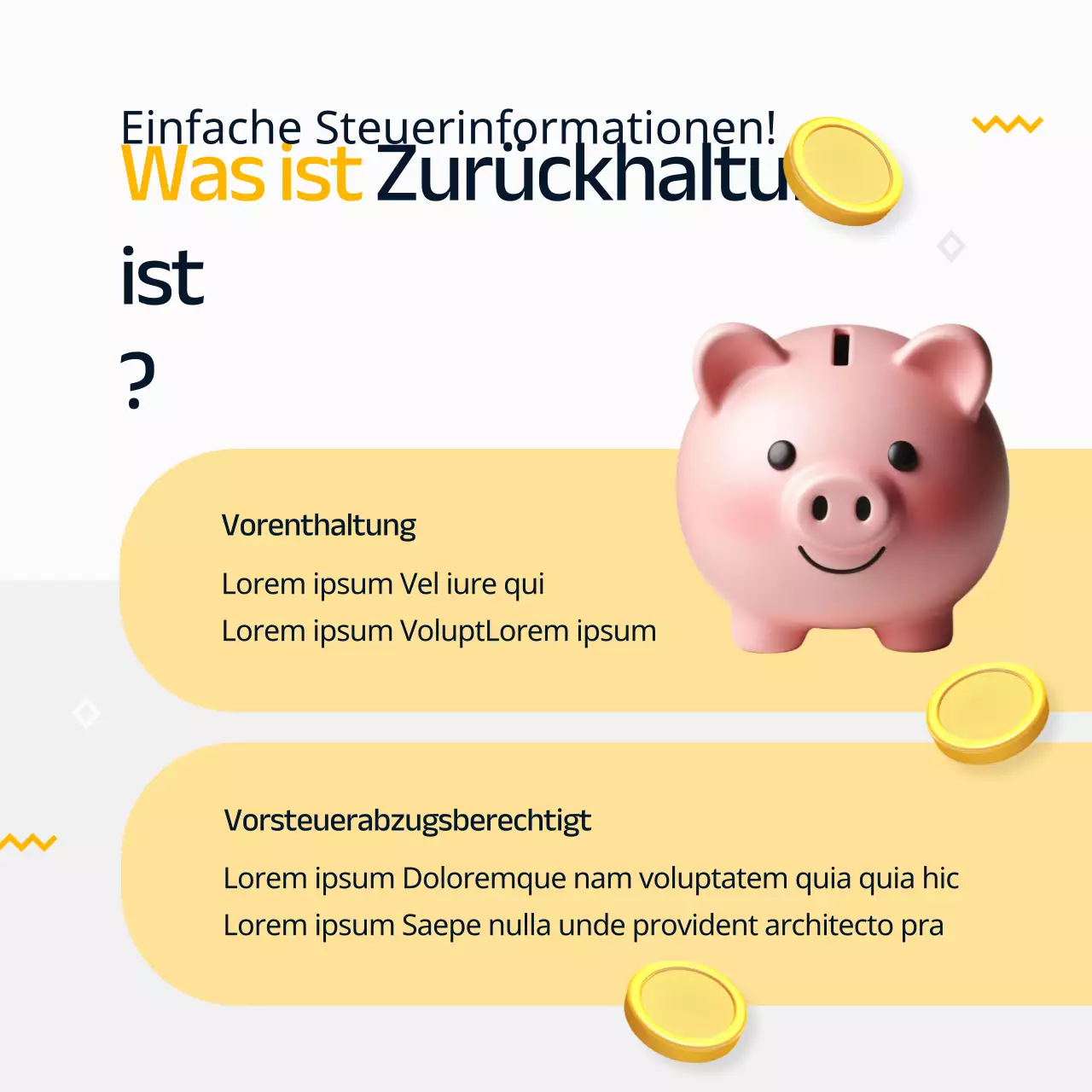 Werbung für eine moderne Steuer- und Wirtschaftsprüfungsgesellschaft in Gelb und Schwarz