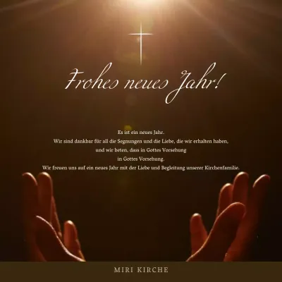Einfache kirchliche Neujahrsgrußkarte in braun
