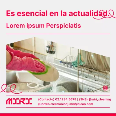 Promocione una sencilla empresa de limpieza en gris y rosa fuerte