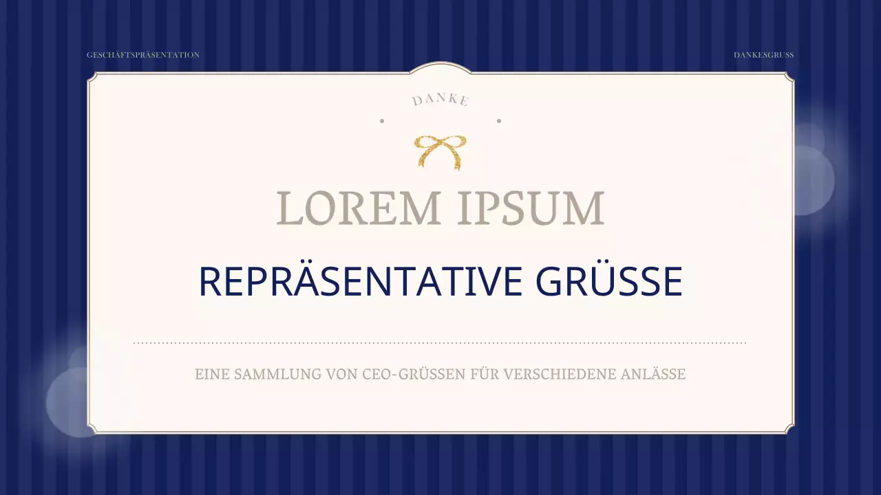 Eine schlichte Grußpost mit Unterschrift in Marineblau und Elfenbein