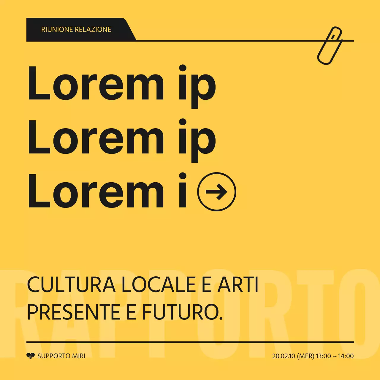 Un semplice rapporto giallo e nero sui risultati delle riunioni