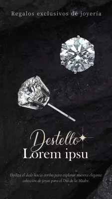 Publicidad de la venta de joyas elegantes en negro y plata para el Día de la Madre