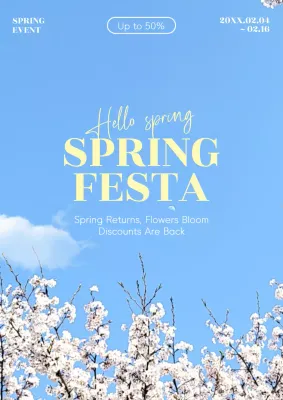 Blue Modern Spring Promotion Poster