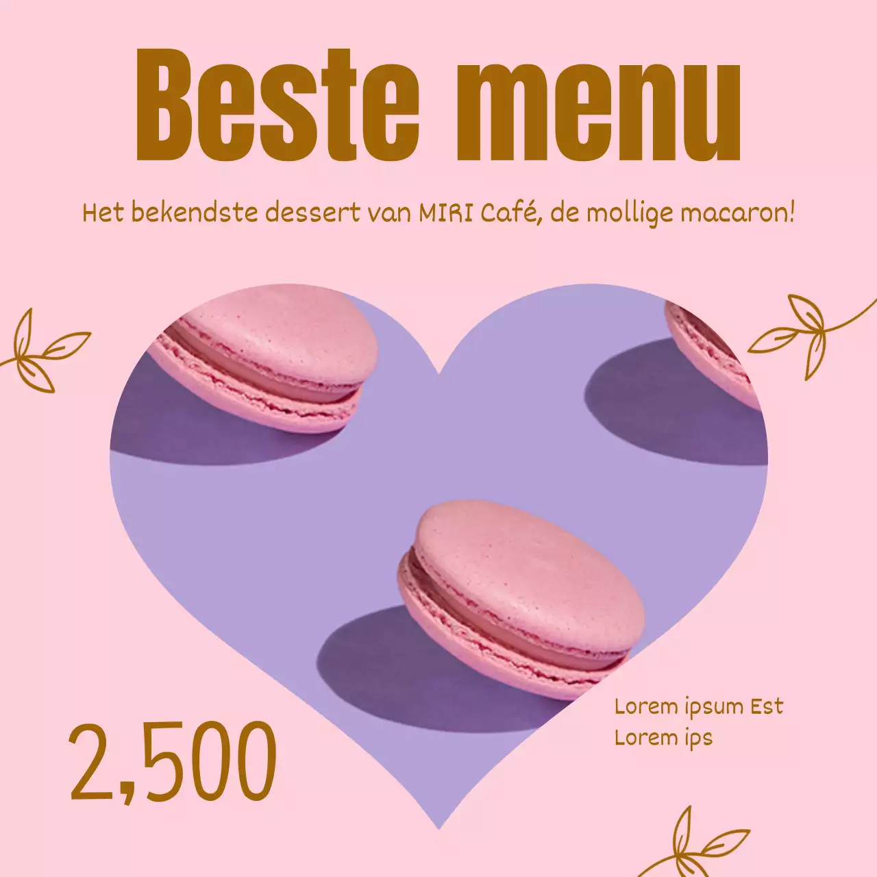 Een pop-art verzameling van café-aankondigingen in bruin en roze Nieuwsbrief